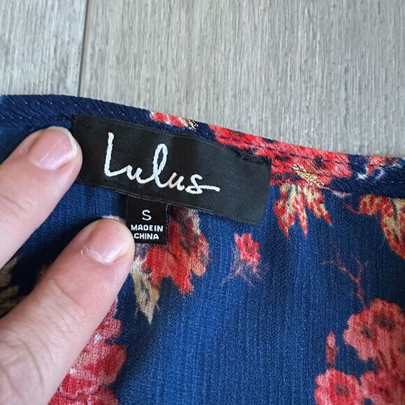 Lulus Divine Days Wrap Maxi Dress Womens S Floral Print Navy Blue Adjustable - Picture 5 of 10